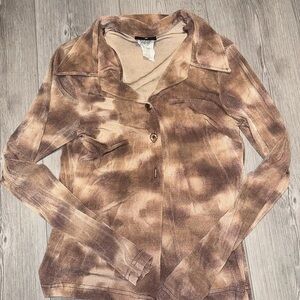 No Boundaries Brown Tie-Dye Blouse